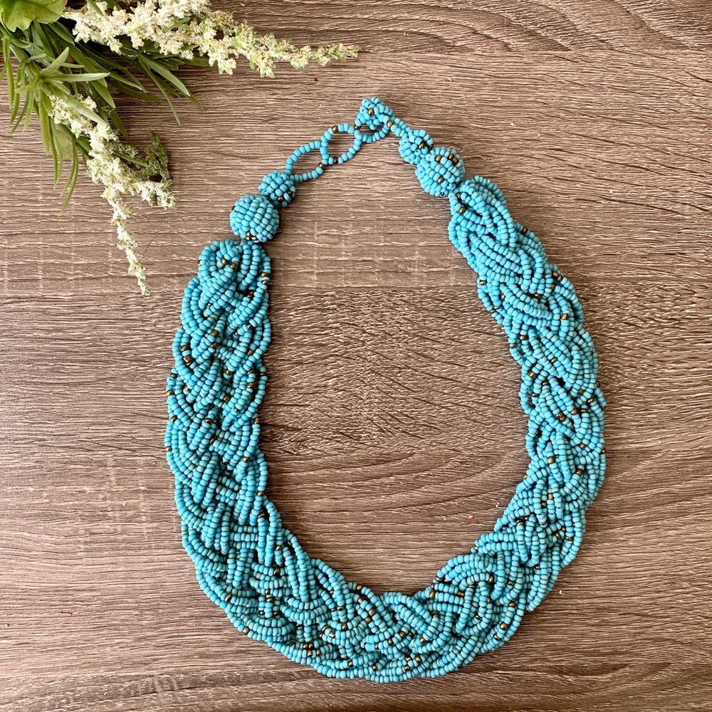 Chunky Blue Beaded Necklace